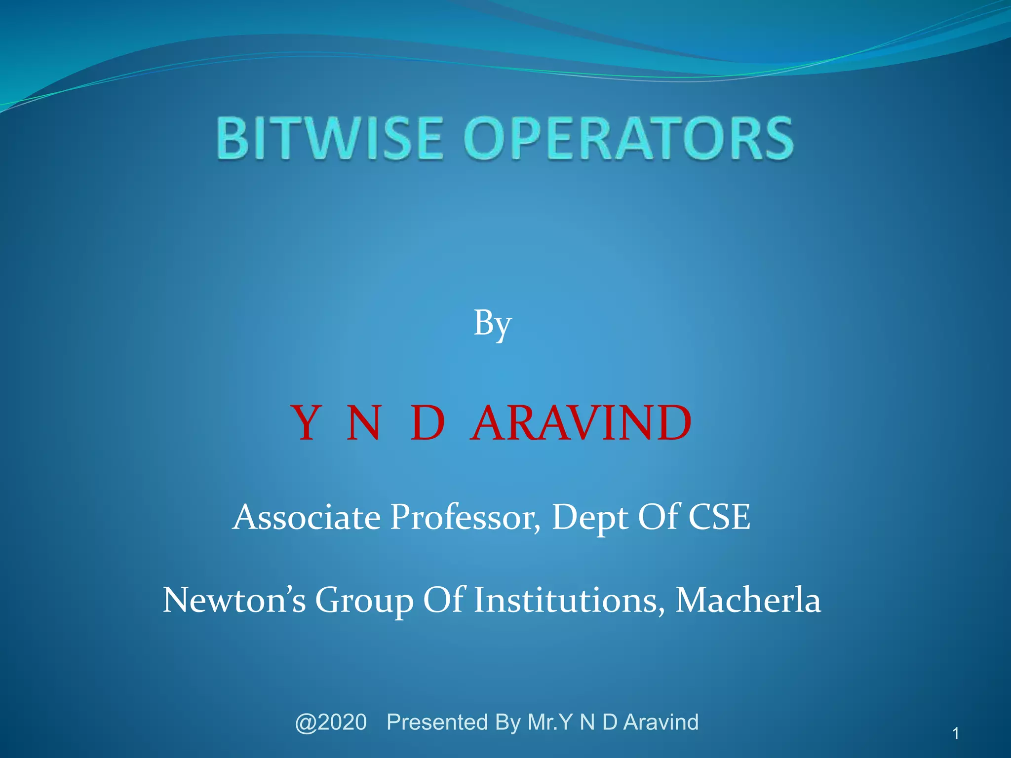 Bitwise Operators in C | PPT