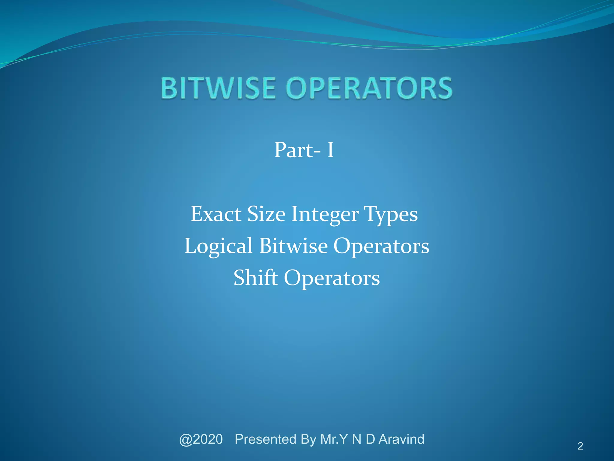 Bitwise Operators in C | PPT