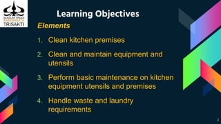 Part 1 clean and maintain kitchen equipment and utensils | PPTX