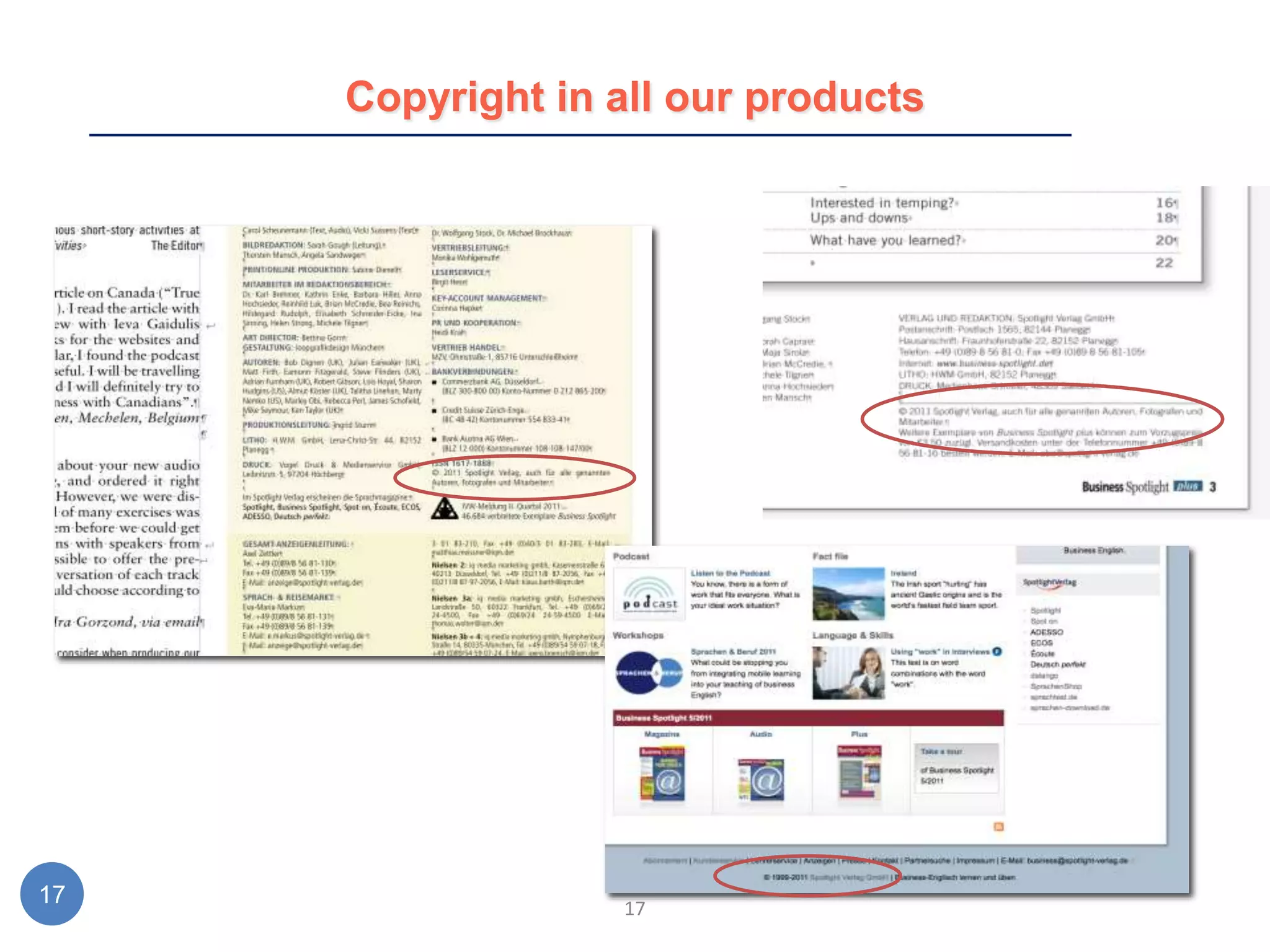 Copyright in all our products




17                17
 