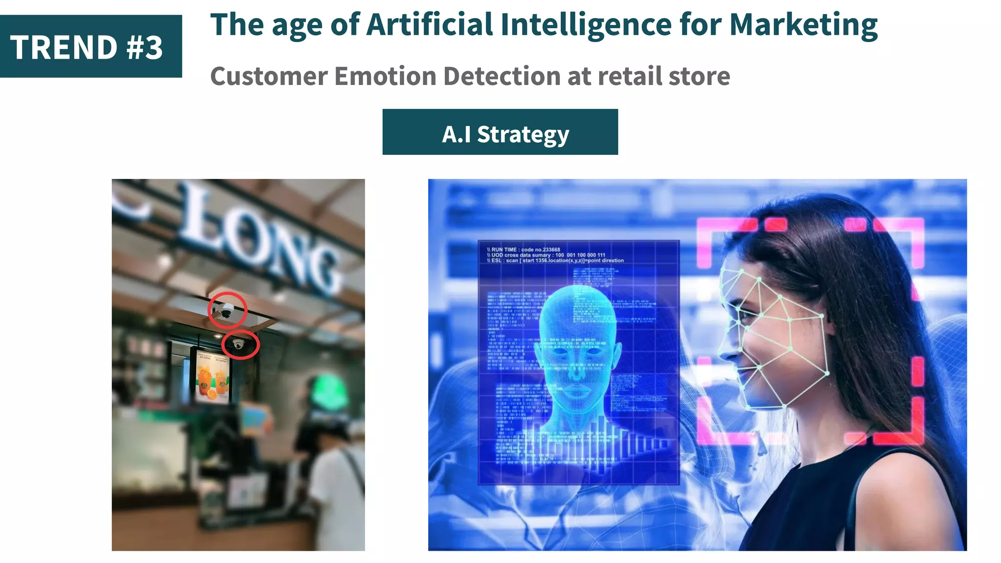 The age of Artificial Intelligence for Marketing
Customer Emotion Detection at retail store
TREND #3
A.I Strategy
 