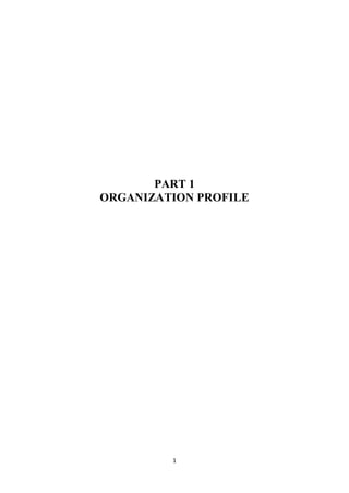 1
PART 1
ORGANIZATION PROFILE
 