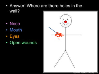 • Answer! Where are there holes in the
wall?
• Nose
• Mouth
• Eyes
• Open wounds
Copyright © 2010 Ryan P. Murphy
 