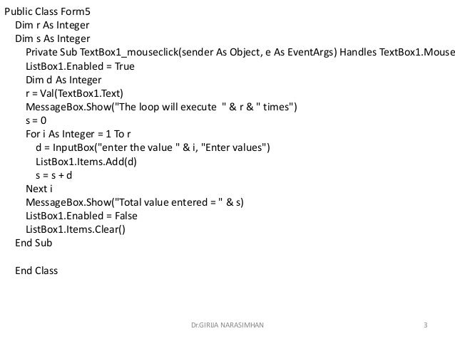Part19 inputbox using for..loop