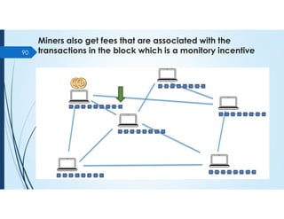 Miners also get fees that are associated with the
transactions in the block which is a monitory incentive
90
 