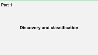 Part 1
Discovery and classification
 