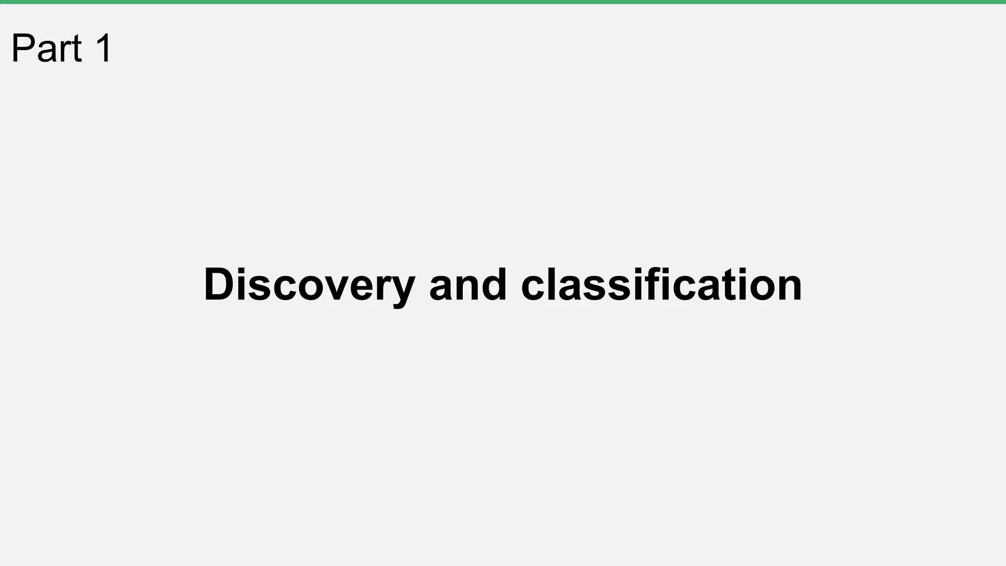 Part 1
Discovery and classification
 