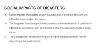 Social Disaster Examples disaster management notes on disaster impacts | PDF