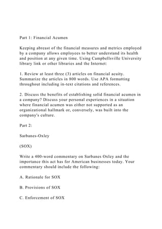 Part 1 Financial AcumenKeeping abreast of the financial mea.docx | Free