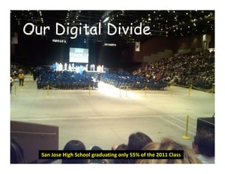 Our Digital DivideOur Digital Divide
Global Learning Framework© Copyright 2009 Richard C. Close, No version can be reproduced in any format.  
San Jose High School graduating only 55% of the 2011 Class
 