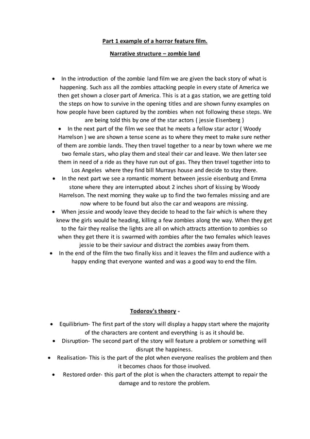 Part 1 horror film (zombie land) 2 | PDF