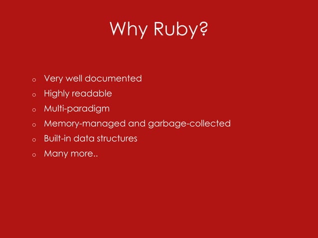 Introduction to Ruby & Modern Programming | PPT