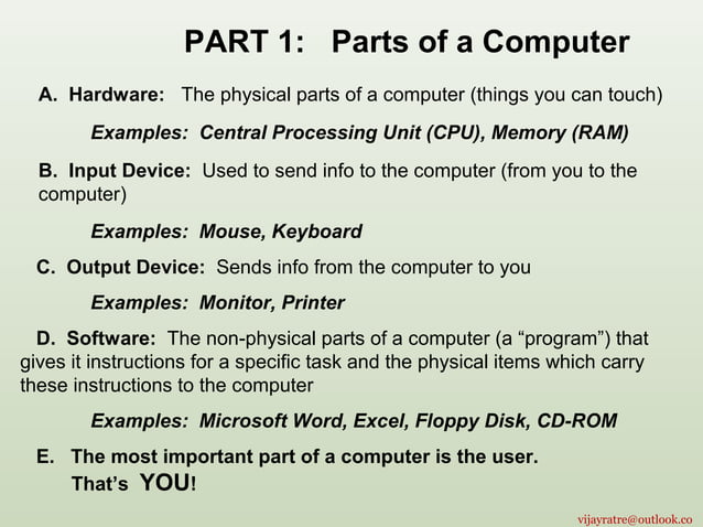 Part 1 learning computer basics | PPT