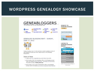 WORDPRESS GENEALOGY SHOWCASE
 