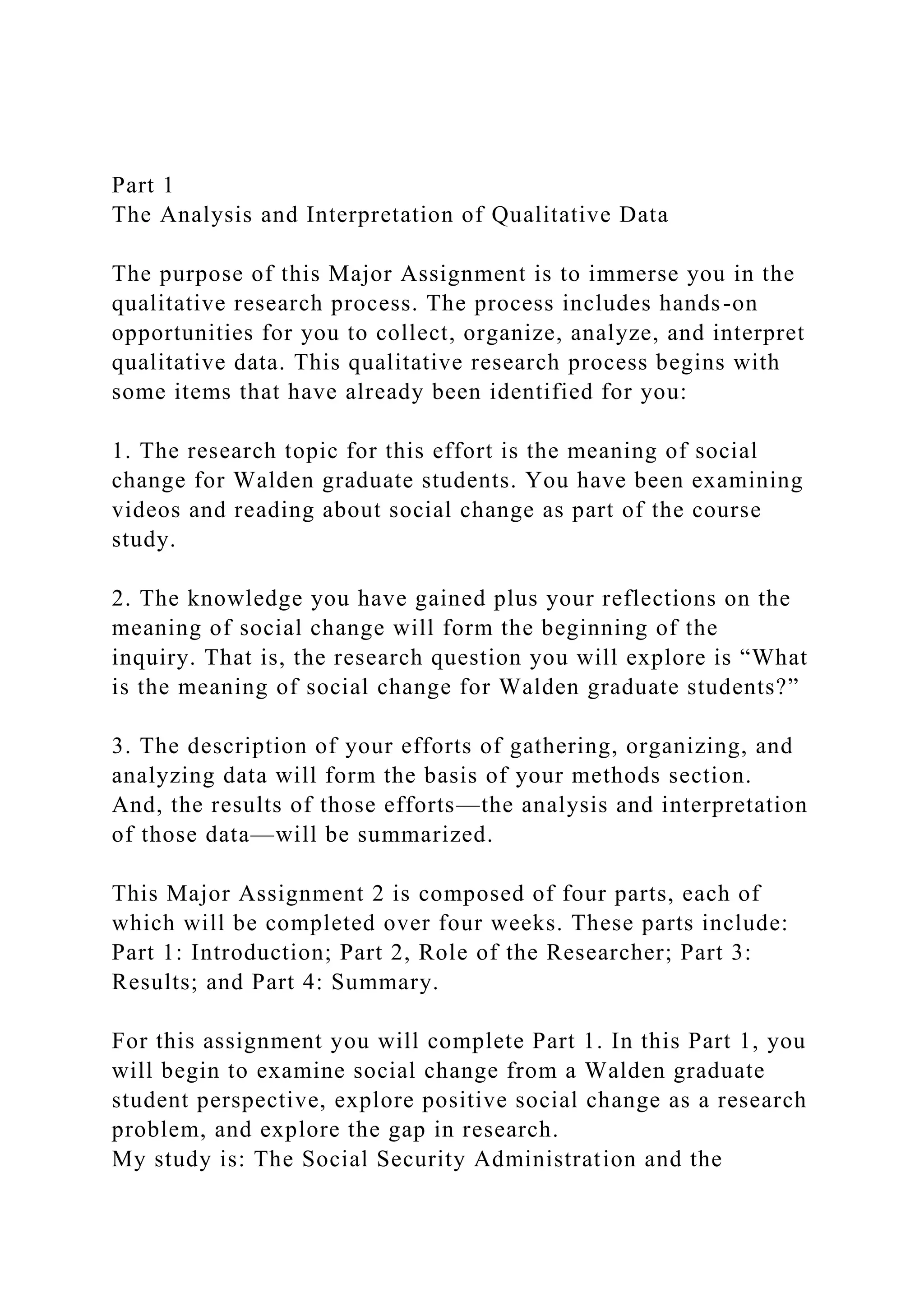Part 1The Analysis and Interpretation of Qualitative Data Th.docx