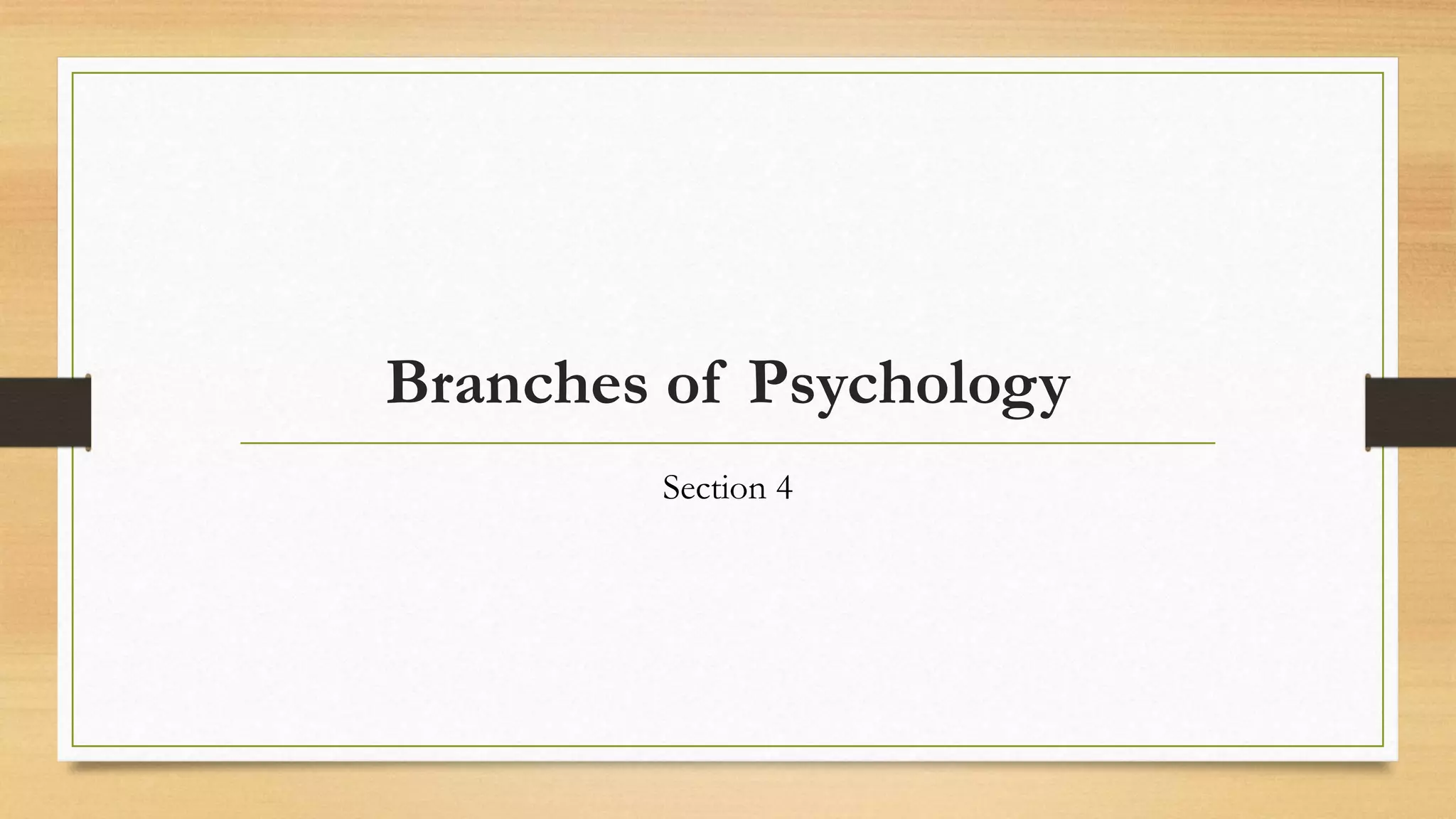 Branches of Psychology
Section 4
 