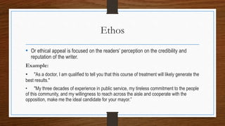 Ethos Examples In Writing Part 1 unit 2 lesson 2 claims in written text | PPTX