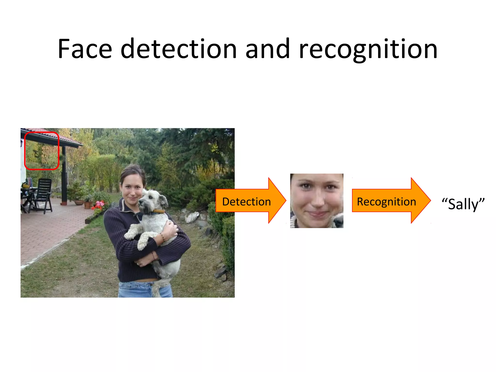 Face detection and recognition



            Detection   Recognition   “Sally”
 