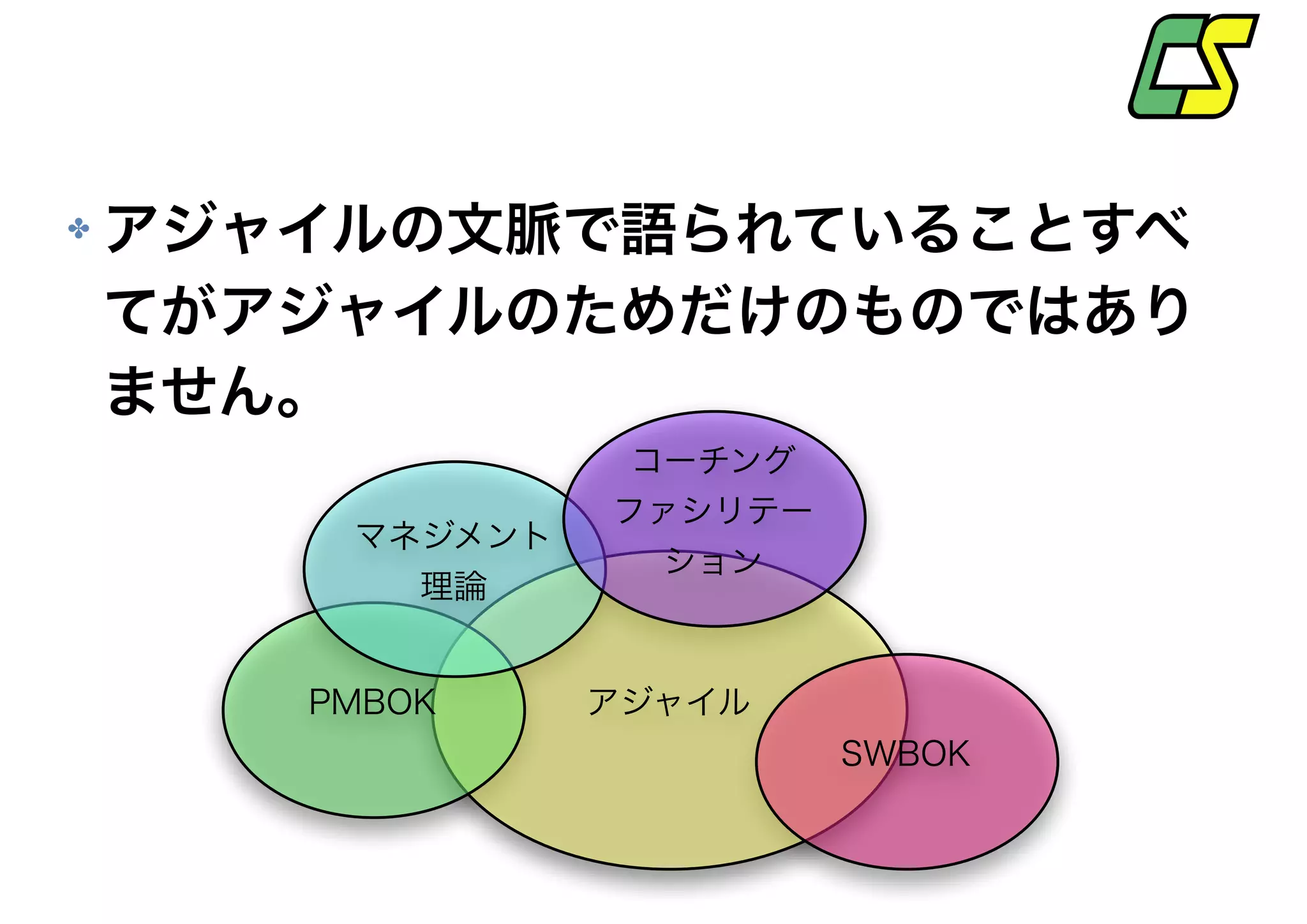 マネジメントスタイル整理
階層型 自律分散型
リーダーシップ マネジメント ファシリテーション
上位者の役割
組織を方向付けを
する
目標を達成する構造
を作る
場（関係性）を築き
協働を促進する
下位者の役割
モチベーションを
高める
与えられた役割を全
うする
自律的に問題解決を
図る
人を動かす手段
ビジョン・戦略（
What）
計画・構造（How
）
意味・関係(Why)
組織の考え方 意志決定のピラミッド型の連鎖
知的相互作用のネッ
トワーク
コミュニケーション 権威的・官僚的 民主的
組織システム 専制的・固定的 流動的
適用環境
大きな変化が必要
なとき
組織が安定状態にあ
るとき
絶え間ない変化が必
要なとき
18
「ファシリテーション入門」 より
 