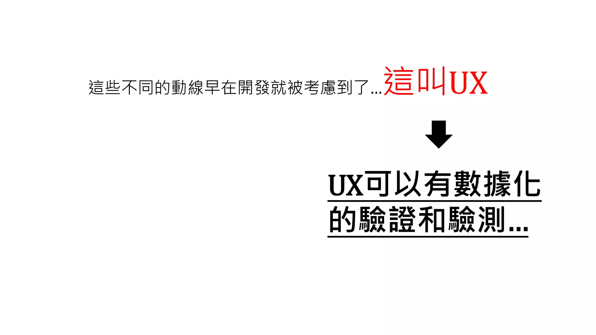 這些不同的動線早在開發就被考慮到了…這叫UX
UX可以有數據化
的驗證和驗測…
 