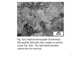 Fig. 5(e): Optical micrograph of extremely
fine pearlite from the same sample as used to
create Fig. 5(d). The individual lamellae
cannot now be resolved.
15
 