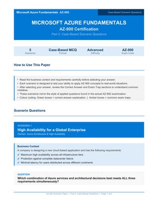 Microsoft Azure Fundamentals AZ-900 Case-Based Scenario Questions for ...