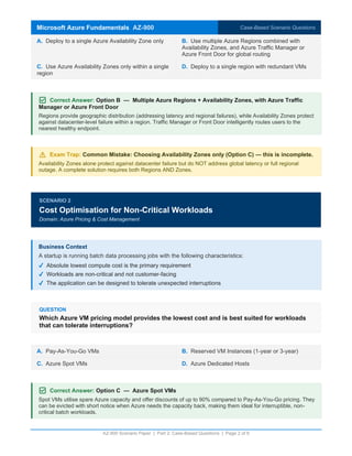 Microsoft Azure Fundamentals AZ-900 Case-Based Scenario Questions for ...