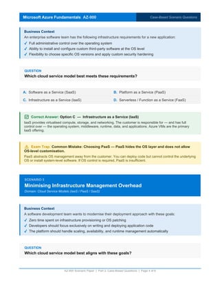 Microsoft Azure Fundamentals AZ-900 Case-Based Scenario Questions for ...