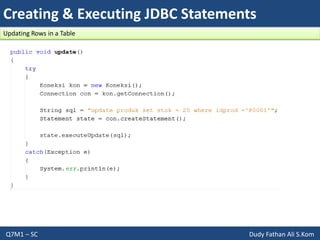 Creating & Executing JDBC Statements
Q7M1 – SC Dudy Fathan Ali S.Kom
Updating Rows in a Table
 