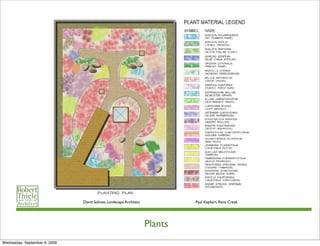 David Solmes, Landscape Architect            Paul Kephart, Rana Creek




                                                                   Plants
Wednesday, September 9, 2009
 