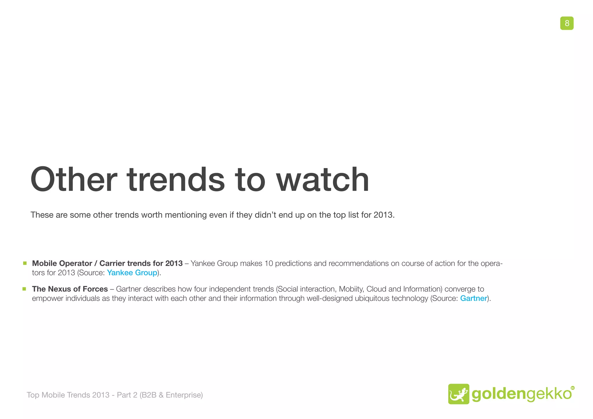 Top Mobile Trends 2013 - Part 2 (B2B and Enterprise)