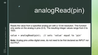 z
analogRead(pin)
11/23/2022
Lesson
3
-
LED
Display
PART
2
|
MIDTERM
|
Mark
John
P.
Lado,
MITc
69
 