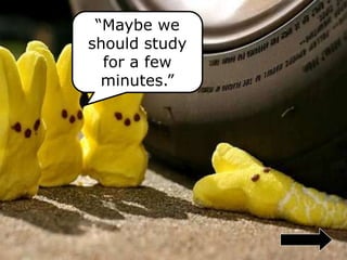 “Maybe we
should study
for a few
minutes.”
 