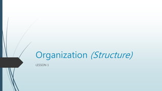 Organization (Structure)
LESSON 1
 