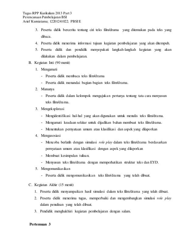 RPP Kurikulum 2013 Teks Film/Drama RPP Kurikulum 2013 Teks Film/Drama