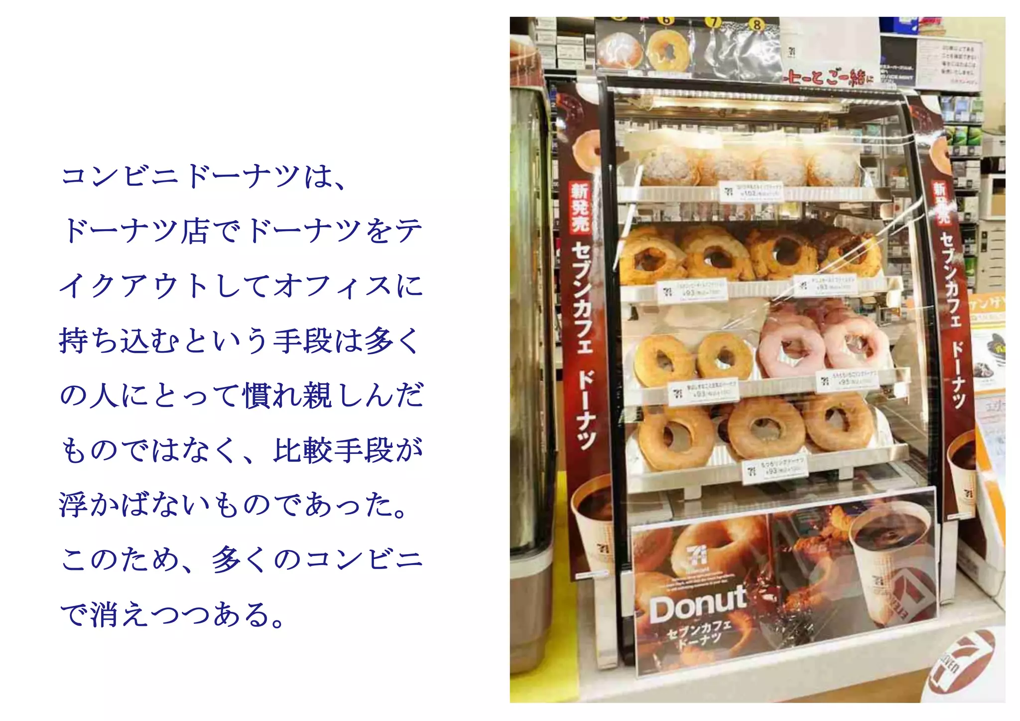 Copyright (c) Takahiro Yamaguchi All rights reserved.
アイデア期 プレシード
シード
（リリース前）
シード
（リリース後）
ｸﾞﾛｰｽ模索もやもや期
コンビニドーナツは、
ドーナツ店でドーナツをテ
イクアウトしてオフィスに
持ち込むという手段は多く
の人にとって慣れ親しんだ
ものではなく、比較手段が
浮かばないものであった。
このため、多くのコンビニ
で消えつつある。
 