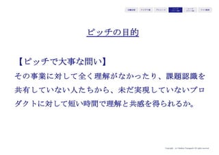 Copyright (c) Takahiro Yamaguchi All rights reserved.
アイデア期 プレシード
シード
（リリース前）
シード
（リリース後）
ｸﾞﾛｰｽ模索もやもや期
ビジネス・モデルとは、
ユーザーへの価値提供を実現させる
ステイクホルダーも含めた
事業が成立するための仕組み
 