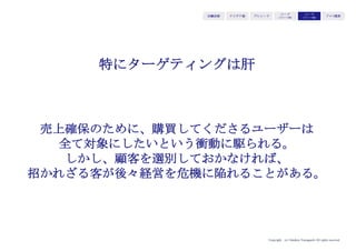 Copyright (c) Takahiro Yamaguchi All rights reserved.
KGI＝Key Goal Indicator
( 重要目標達成指標 )
ビジョン・ミッションを定量化した指標であり
経営にダイレクトにひびく結果指標
アイデア期 プレシード
シード
（リリース前）
シード
（リリース後）
ｸﾞﾛｰｽ模索もやもや期
 