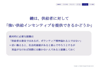 Copyright (c) Takahiro Yamaguchi All rights reserved.
特にターゲティングは肝
アイデア期 プレシード
シード
（リリース前）
シード
（リリース後）
ｸﾞﾛｰｽ模索もやもや期
売上確保のために、購買してくださるユーザーは
全て対象にしたいという衝動に駆られる。
しかし、顧客を選別しておかなければ、
招かれざる客が後々経営を危機に陥れることがある。
 