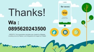 CREDITS: This presentation template was created by Slidesgo,
including icons by Flaticon, and infographics & images by Freepik
Thanks!
Wa :
0895620243500
 