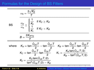 Warping Concept (iir filters-bilinear transformation method) | PDF