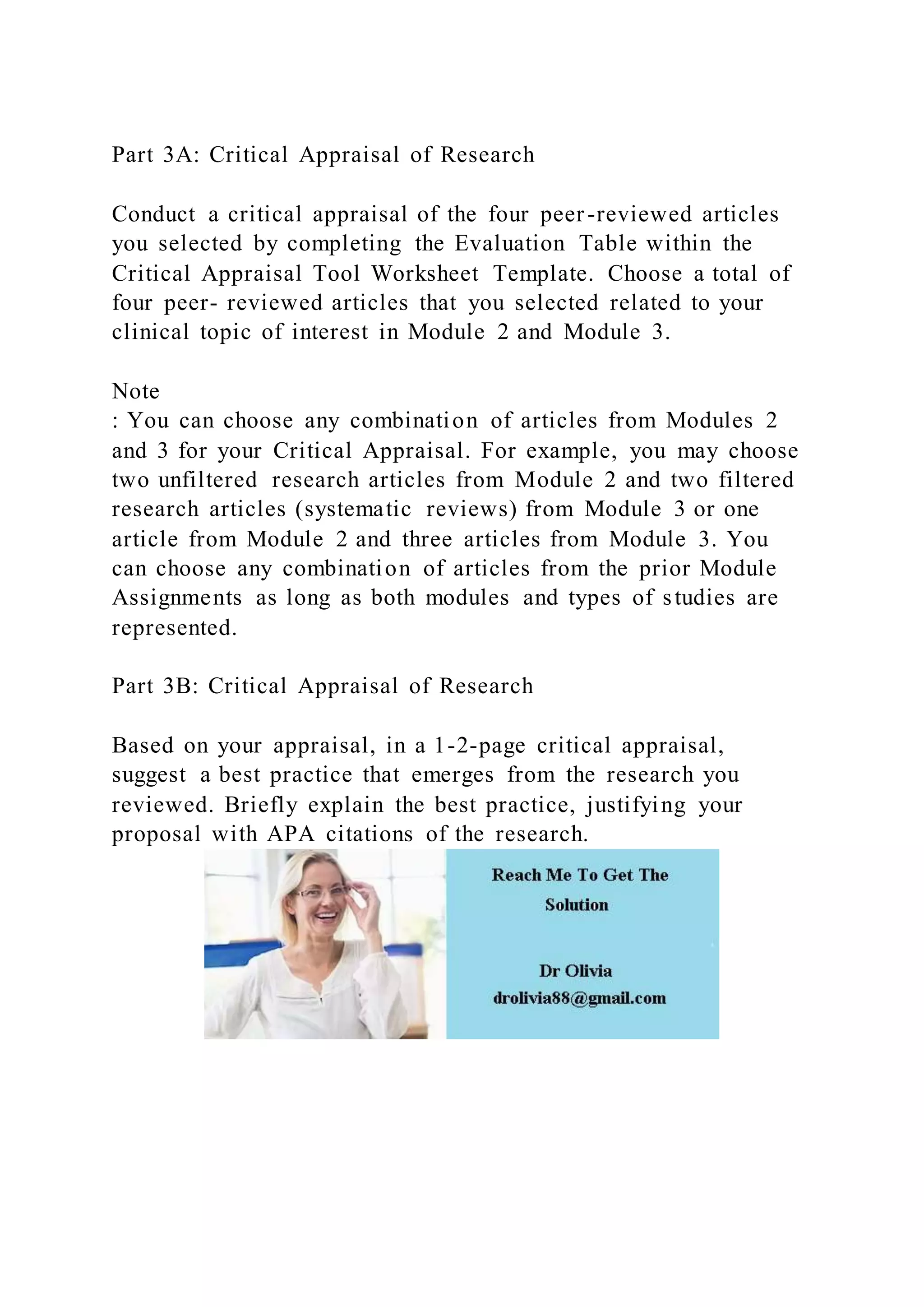 Critical Appraisal Example.pdf Part 3 a critical appraisal of researchconduct a critical apprai | DOCX