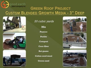 20 cubic yards
Mix
Pumice
Perlite
Compost
Coco fiber
Bat guano
Cotton seed meal
Green sand