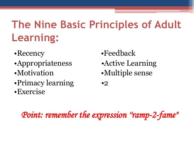 Essay on the principles of adult learning