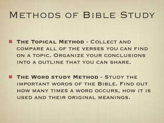 Topical Method Studying the Bible for Spiritual Growth - Part 5 | PDF