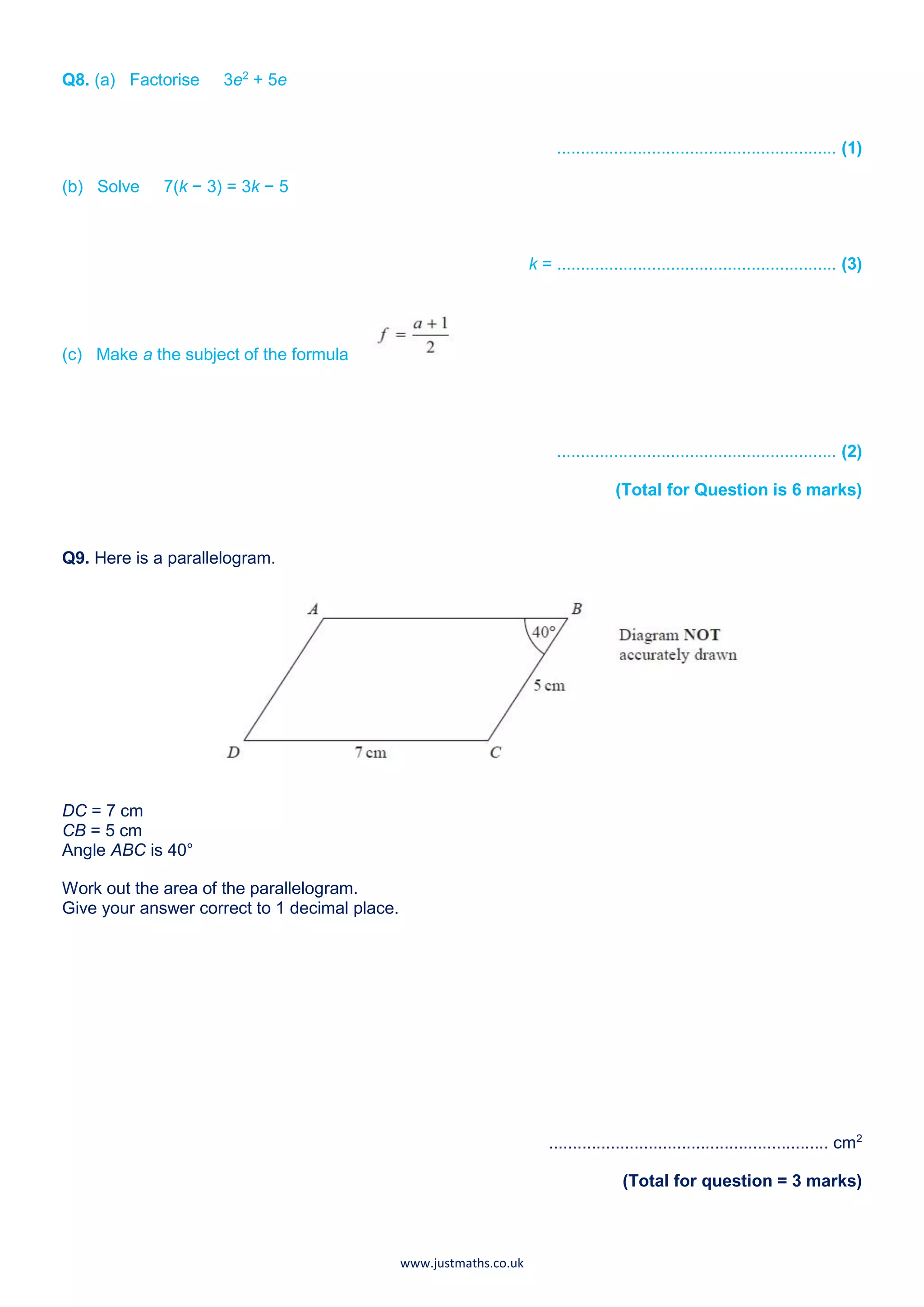 Part 5 final countdown - questions | PDF