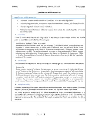 Types of terms within a contract - Contract Law | PDF