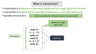 Transaction Example In Dbms Presentation on Transaction Processing in DBMS | PPTX