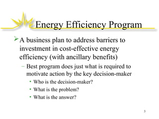 Efficiency Programme Energy efficiency proagram issues........ | PPT