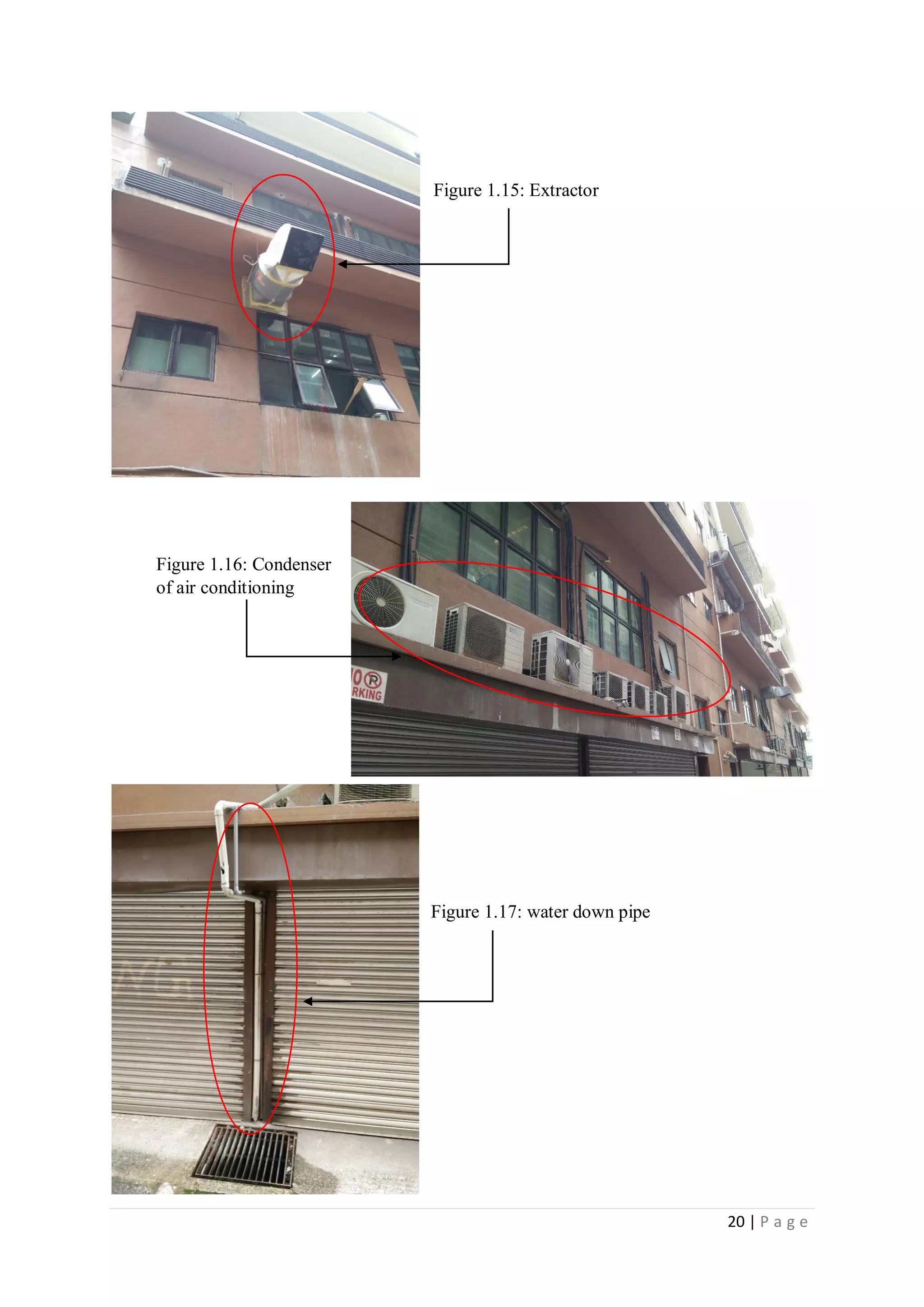 20 | P a g e
Figure 1.15: Extractor
Figure 1.16: Condenser
of air conditioning
Figure 1.17: water down pipe
 
